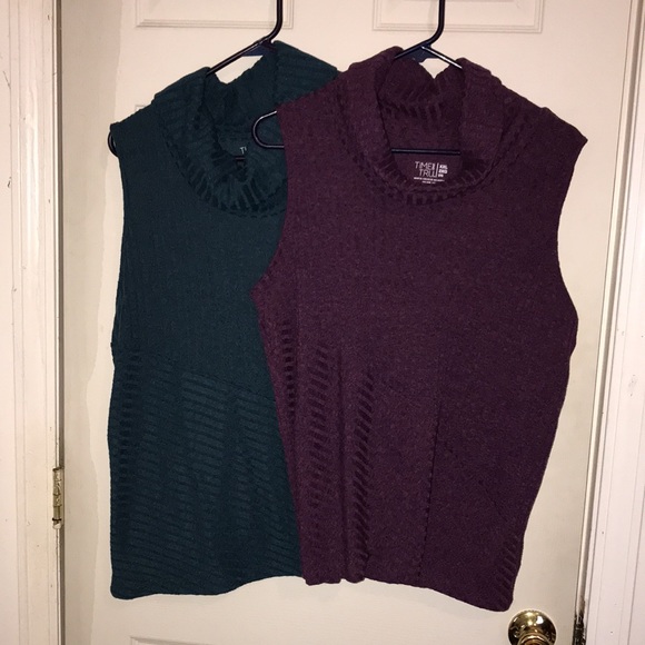 Time and Tru Sweaters - Two Sleeveless Turtlenecks